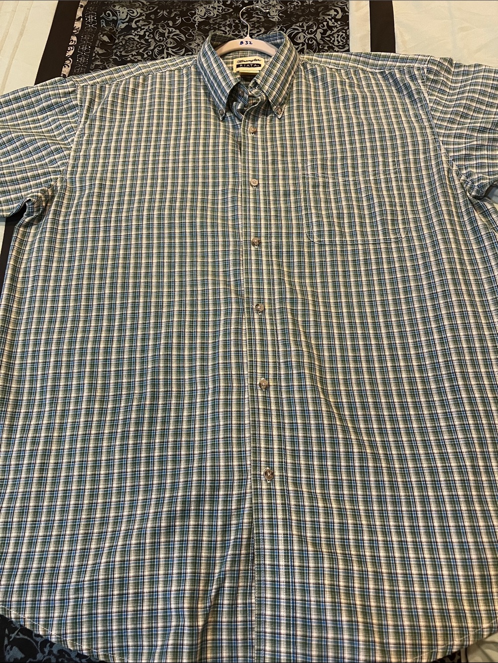 WRANGLER RISTA Blue and Green Plaid Button-Down Shirt